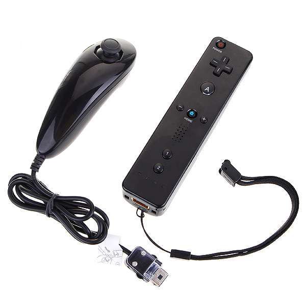 Remoto e Nunchuck Pad Set para Nintendo Wii (Black)